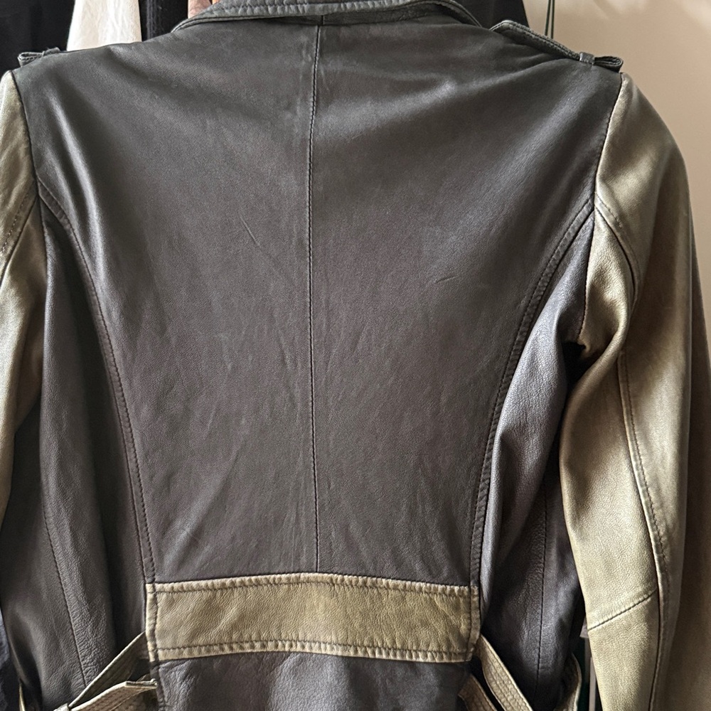 Iro Asheville Leather Moto Jacket - Black & Olive - Picture 5 of 6